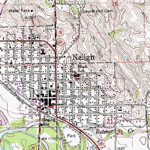 Topographic Map of Neligh-Oakdale Junior/Senior High School, NE