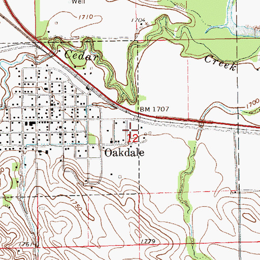 Topographic Map of Oakdale Seventh Day Adventist Elementary School, NE