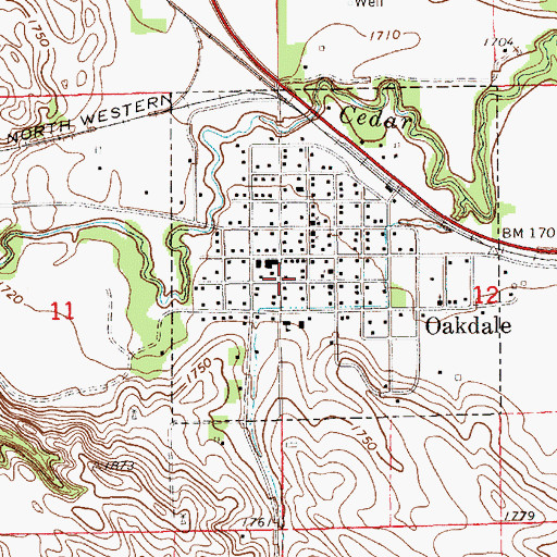 Topographic Map of Oakdale Volunteer Fire Department, NE