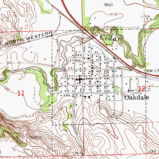Topographic Map of Oakdale Post Office, NE