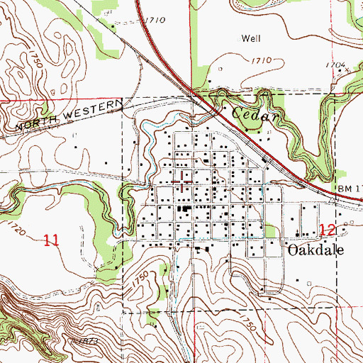 Topographic Map of Oakdale City Park, NE