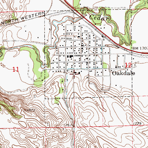 Topographic Map of Oakdale Elementary School (historical), NE