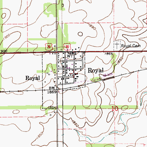 Topographic Map of Royal Elementary School, NE