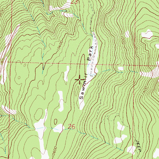 Topographic Map of Sawmill Park, CO
