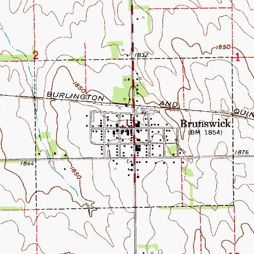 Topographic Map of Brunswick Post Office, NE