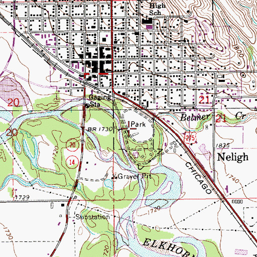 Topographic Map of Neligh Riverside Park Trail, NE