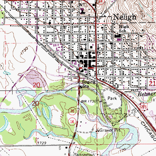 Topographic Map of Neligh Mills Historical Marker, NE