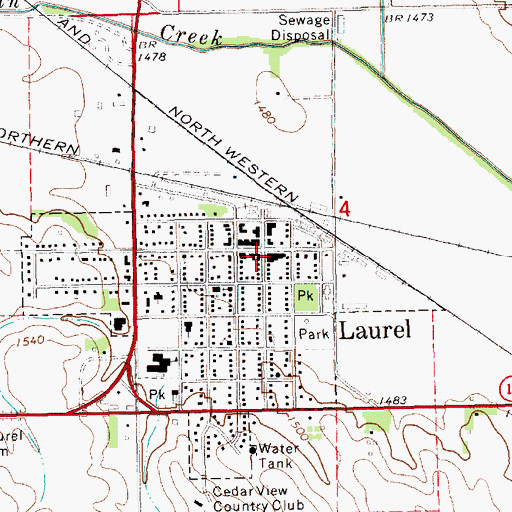 Topographic Map of Laurel Lions Club Park, NE