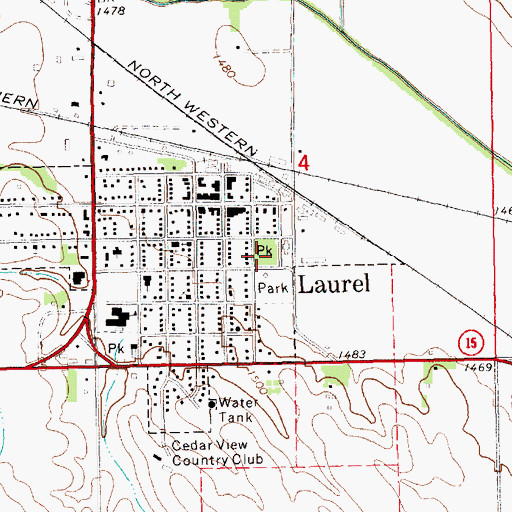 Topographic Map of Laurel City Park, NE