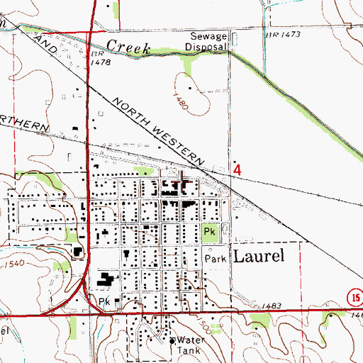 Topographic Map of Laurel, NE