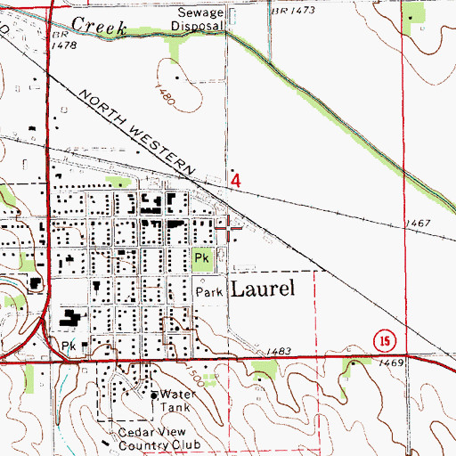 Topographic Map of Laurel Feed and Grain Company Elevator, NE