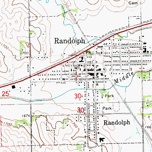 Topographic Map of Tri Country Feed and Grain Elevator, NE