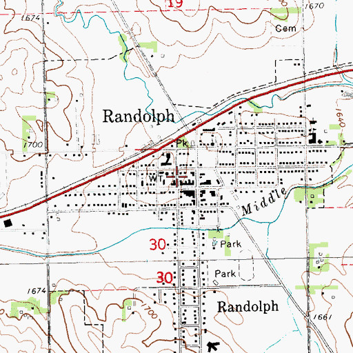 Topographic Map of Randolph Public Library, NE