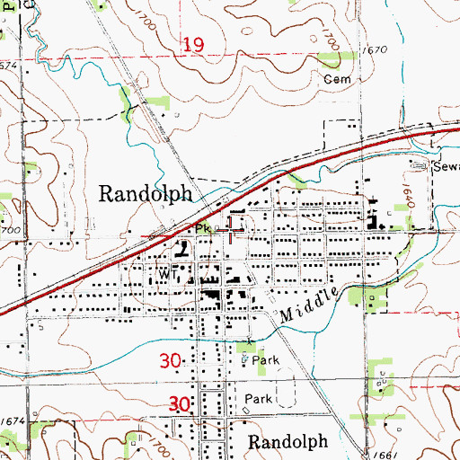 Topographic Map of First United Methodist Church, NE