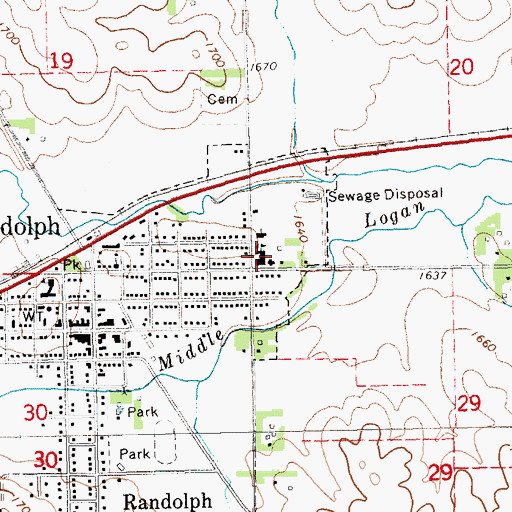 Topographic Map of Randolph Elementary School, NE