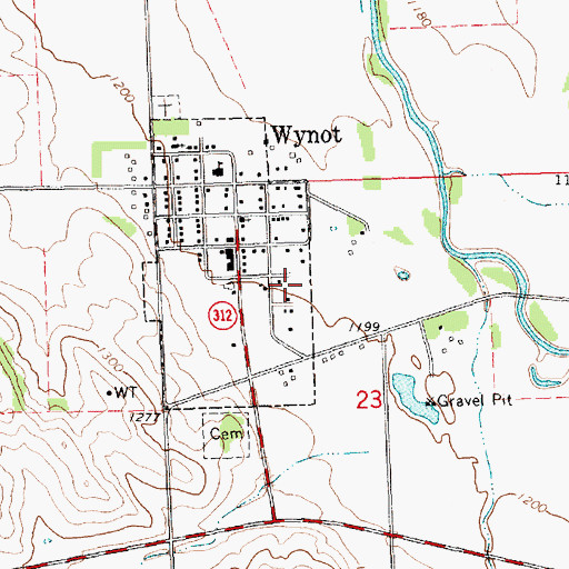 Topographic Map of Wynot (historical), NE