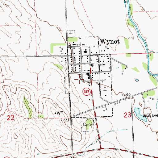 Topographic Map of Wynot Fire Department, NE