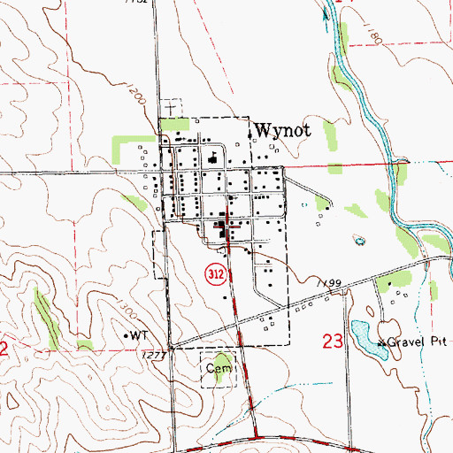 Topographic Map of Wynot Post Office, NE