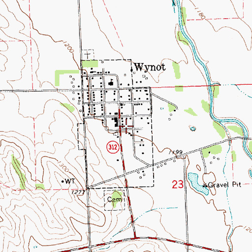 Topographic Map of Wynot City Park, NE