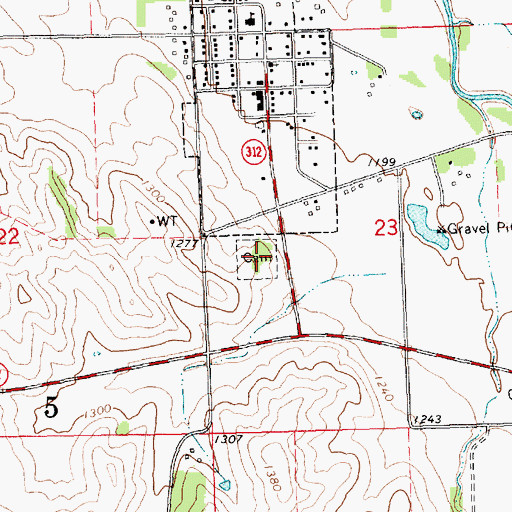 Topographic Map of Wynot Cemetery, NE