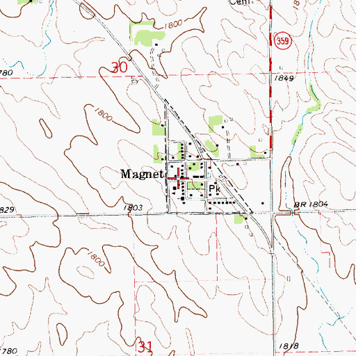 Topographic Map of Magnet Methodist Church, NE