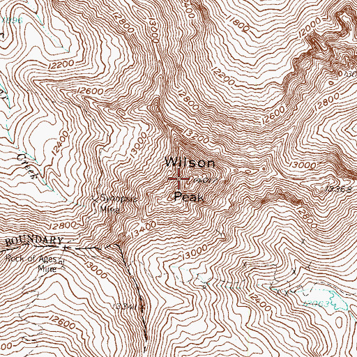 Topographic Map of Wilson Peak, CO