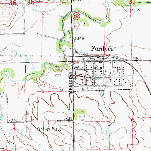 Topographic Map of Fordyce Cemetery, NE