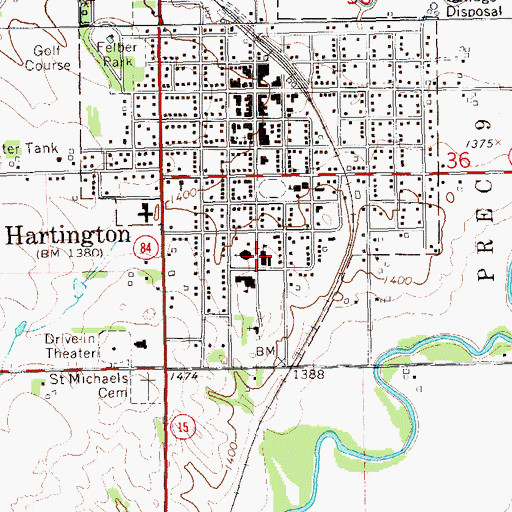 Topographic Map of Cedar Catholic High School, NE