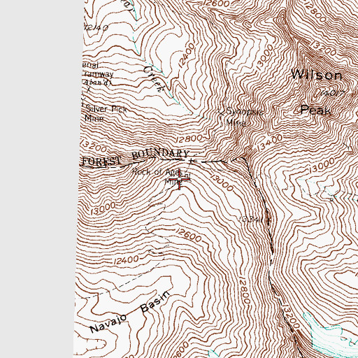 Topographic Map of Rock of Ages Mine, CO