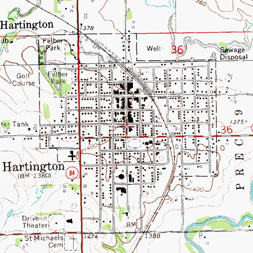 Topographic Map of Hartington Police Department, NE