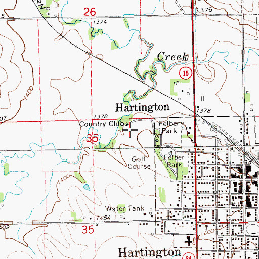 Topographic Map of Hartington Golf Club, NE