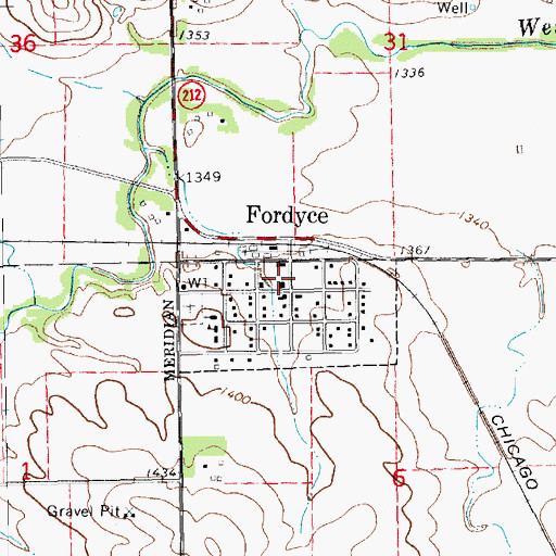Topographic Map of Fordyce Post Office, NE