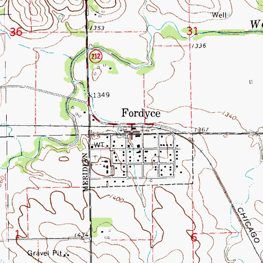 Topographic Map of Fordyce (historical), NE