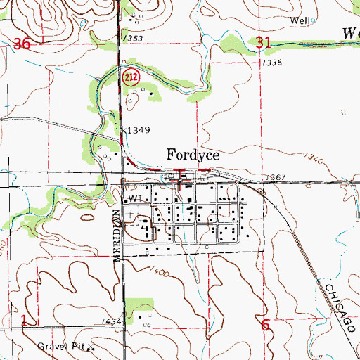 Topographic Map of Fordyce (historical), NE