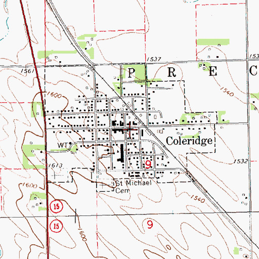 Topographic Map of Coleridge Post Office, NE
