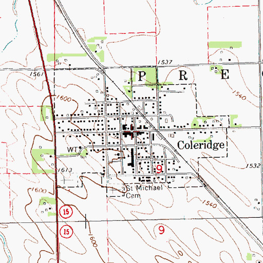 Topographic Map of Coleridge Police Department, NE