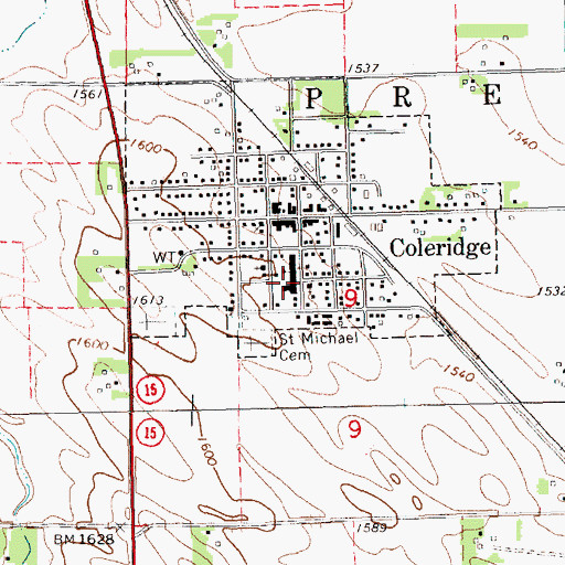 Topographic Map of Coleridge Community School, NE