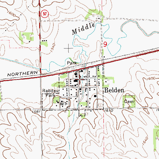 Topographic Map of Belden, NE
