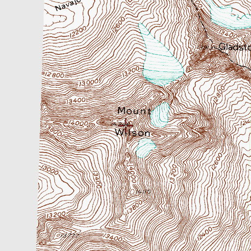 Topographic Map of Mount Wilson, CO