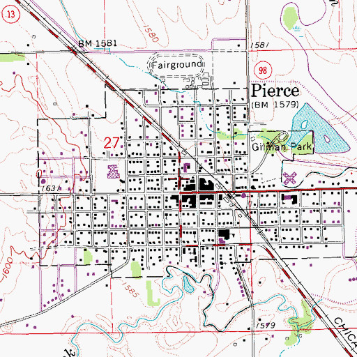 Topographic Map of Pierce Post Office, NE