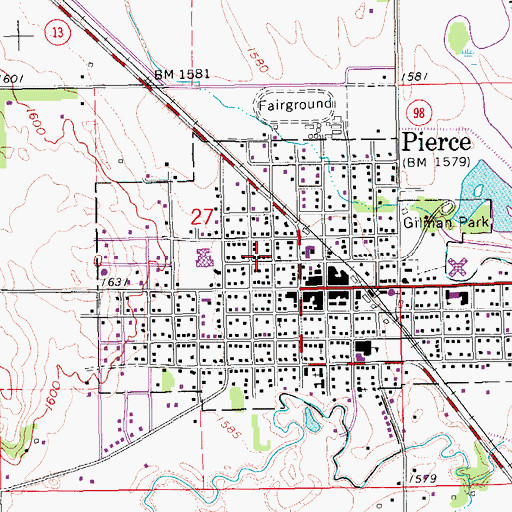 Topographic Map of Pierce Public Library, NE