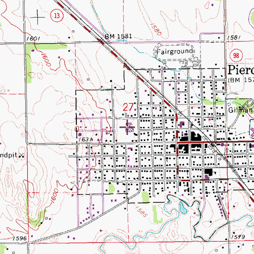Topographic Map of Pierce Elementary School, NE