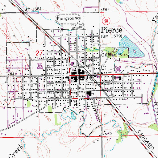 Topographic Map of Pierce Elevator, NE