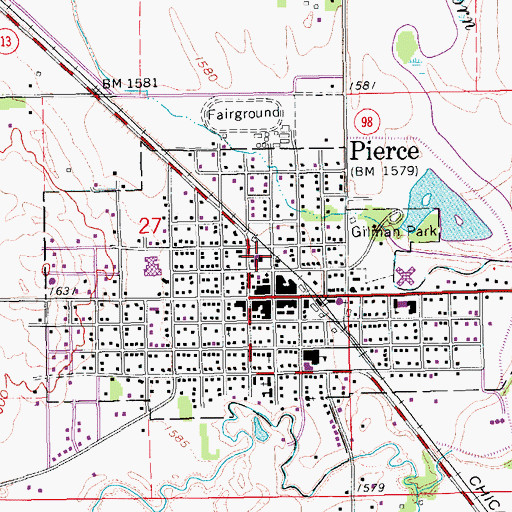 Topographic Map of Pierce County Courthouse, NE