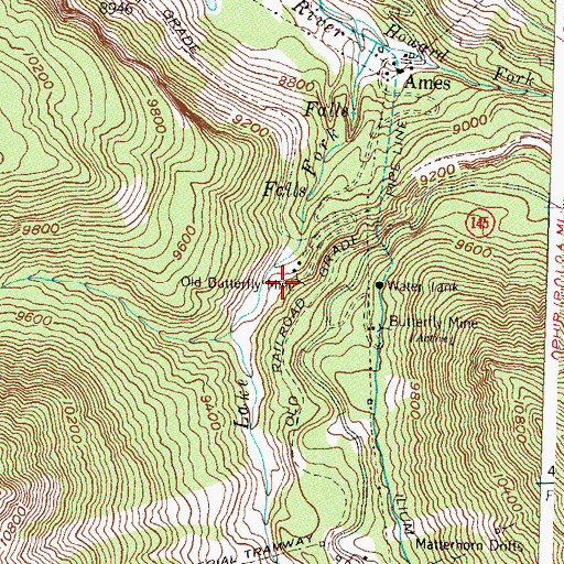 Topographic Map of Old Butterfly Mine, CO