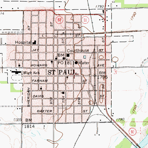 Topographic Map of Saint Paul Police Department, NE