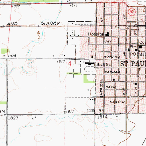 Topographic Map of Grover Cleveland Alexander Ball Field, NE