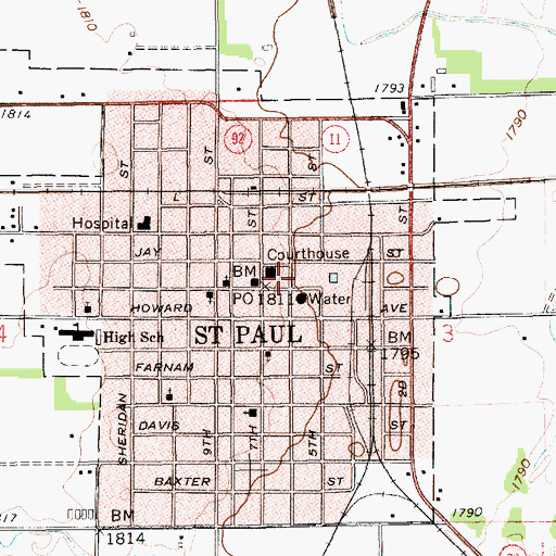Topographic Map of Museum of Nebraska Baseball Greats, NE