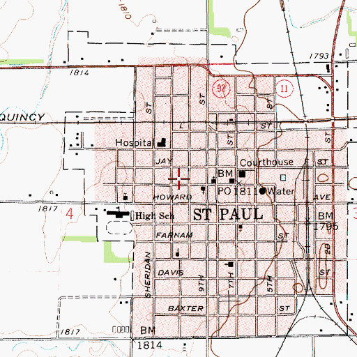 Topographic Map of Howard County Medical Clinic, NE