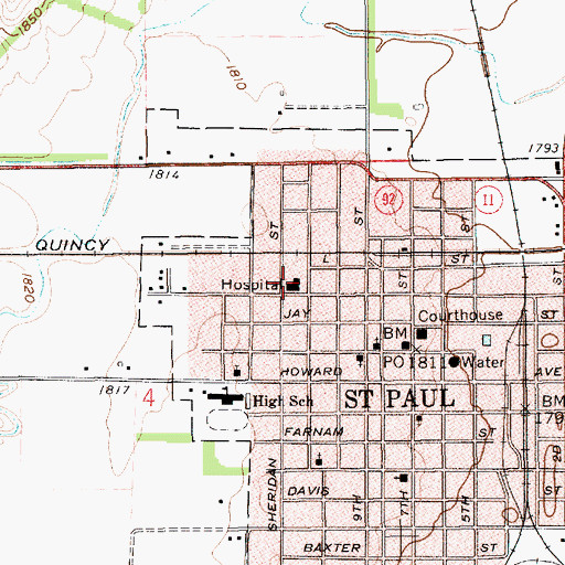 Topographic Map of Saint Paul Family Medicine, NE